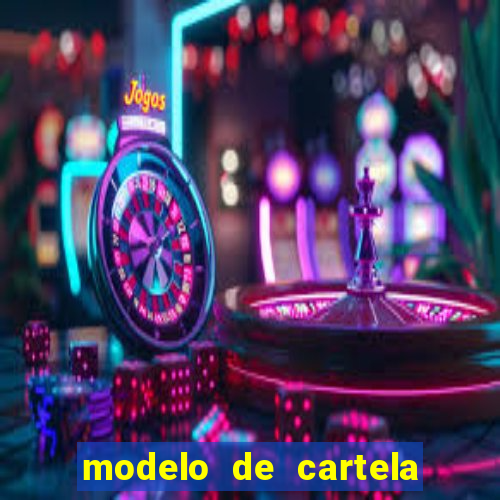 modelo de cartela de bingo em branco