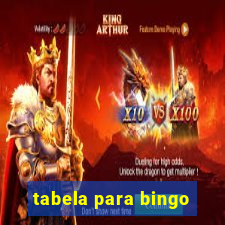 tabela para bingo