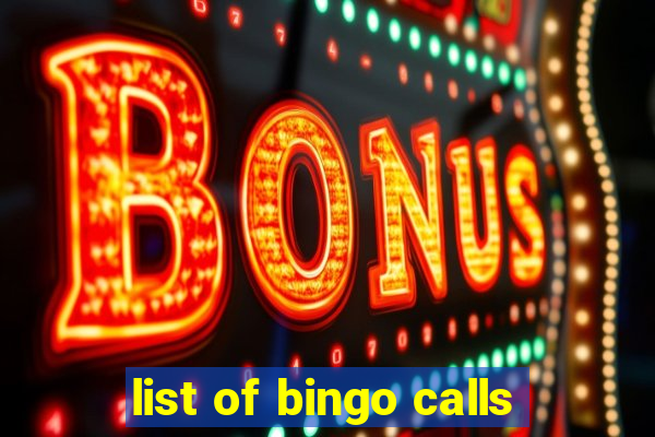 list of bingo calls